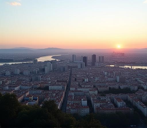 Panoramic view of the Lyon cityscape highlighting the Part-Dieu district near OptiChambre's location